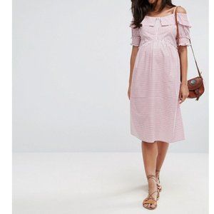 NWT ASOS Maternity Candystripe Cold-shoulder Dress
